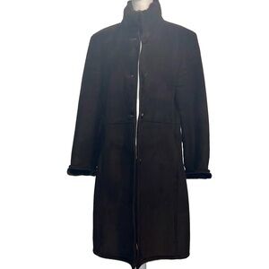 NWOT 3/4 Sherling Dana Buchman Long Coat M/Dark Brown Gorgeous